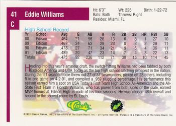 1991 Classic Draft Picks #41 Eddie Williams Back