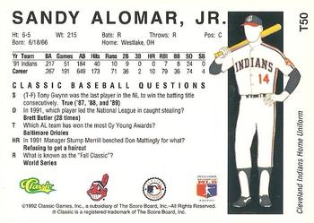 1992 Classic II #T50 Sandy Alomar, Jr. Back