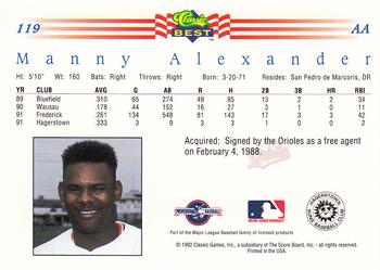 1992 Classic Best #119 Manny Alexander Back