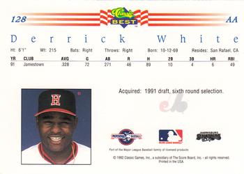 1992 Classic Best #128 Derrick White Back