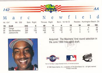 1992 Classic Best #142 Marc Newfield Back