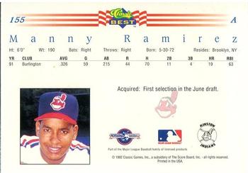 1992 Classic Best #155 Manny Ramirez Back