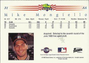 1992 Classic Best #31 Mike Mongiello Back