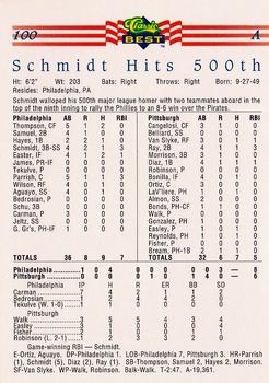 1992 Classic Best #100 Mike Schmidt Back