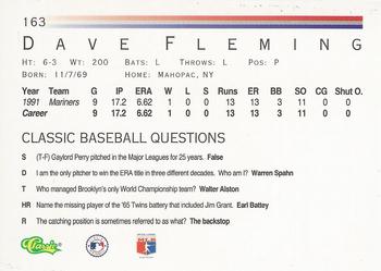 1992 Classic #163 Dave Fleming Back