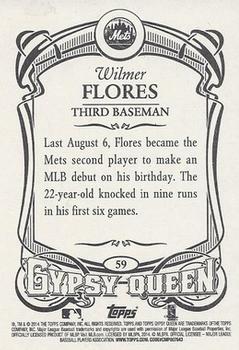 2014 Topps Gypsy Queen #59 Wilmer Flores Back