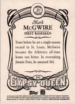 2014 Topps Gypsy Queen #191 Mark McGwire Back