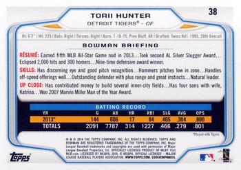2014 Bowman #38 Torii Hunter Back