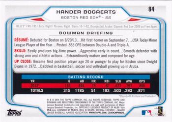 2014 Bowman #84 Xander Bogaerts Back