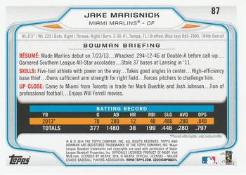 2014 Bowman #87 Jake Marisnick Back
