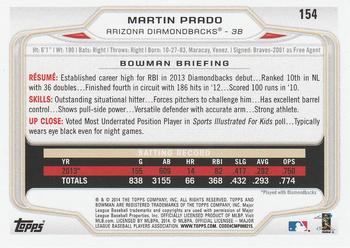 2014 Bowman #154 Martin Prado Back