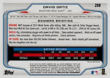 2014 Bowman #208 David Ortiz Back