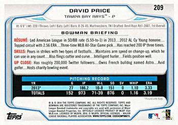 2014 Bowman #209 David Price Back
