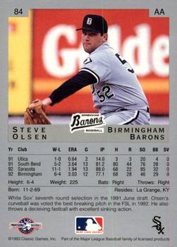 1993 Classic Best #84 Steve Olsen Back