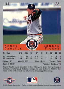1993 Classic Best #162 Kenny Carlyle Back