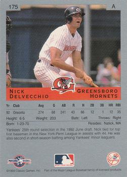 1993 Classic Best #175 Nick Delvecchio Back