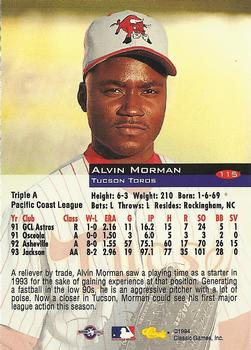 1994 Classic #115 Alvin Morman Back