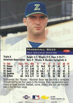 1994 Classic #139 Marshall Boze Back