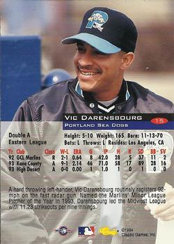 1994 Classic #15 Vic Darensbourg Back