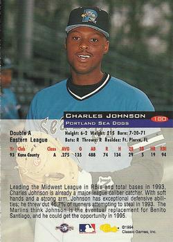 1994 Classic #180 Charles Johnson Back