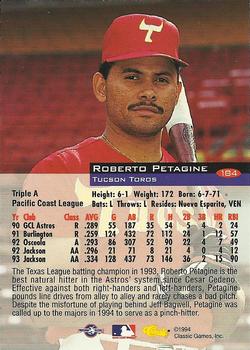 1994 Classic #184 Roberto Petagine Back