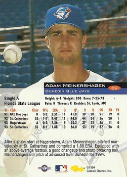 1994 Classic #69 Adam Meinershagen Back