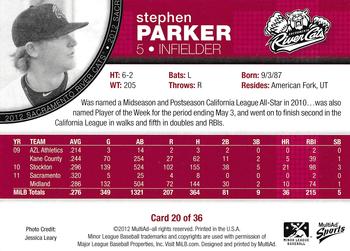 2012 MultiAd Sacramento River Cats #20 Stephen Parker Back
