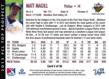 2013 Brandt Pacific Coast League Top Prospects #2 Matt Magill Back