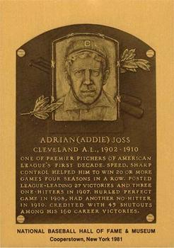 1981-89 Official Hall of Fame Metallic Plaques #NNO Addie Joss Front