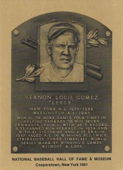 1981-89 Official Hall of Fame Metallic Plaques #NNO Lefty Gomez Front