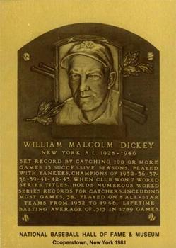 1981-89 Official Hall of Fame Metallic Plaques #NNO Bill Dickey Front