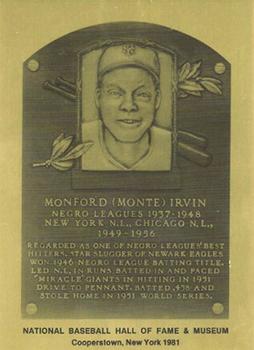 1981-89 Official Hall of Fame Metallic Plaques #NNO Monte Irvin Front