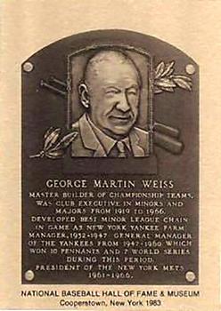 1981-89 Official Hall of Fame Metallic Plaques #NNO George Weiss Front