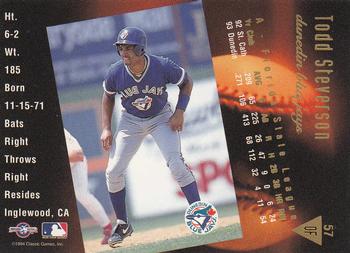 1994 Classic Best Gold #57 Todd Steverson Back