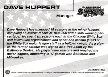 2002 Grandstand Harrisburg Senators #25 Dave Huppert Back