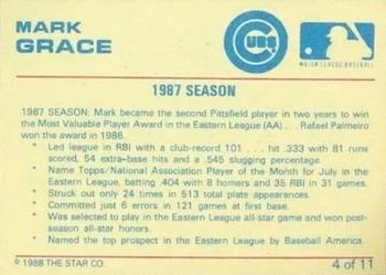 1989 Star Mark Grace #4 Mark Grace Back