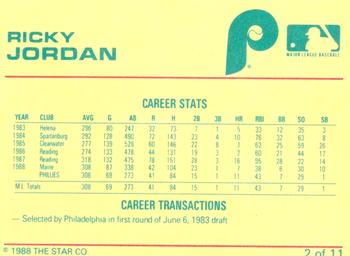 1989 Star Ricky Jordan #2 Ricky Jordan Back