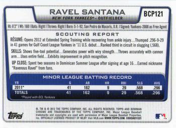 2012 Bowman Chrome - Prospects #BCP121 Ravel Santana Back