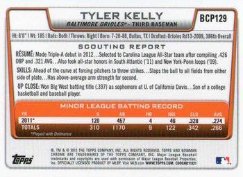2012 Bowman Chrome - Prospects #BCP129 Tyler Kelly Back