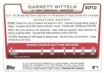 2012 Bowman Chrome - Prospects #BCP132 Garrett Wittels Back