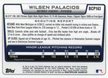 2012 Bowman Chrome - Prospects #BCP163 Wilsen Palacios Back