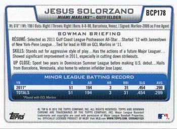 2012 Bowman Chrome - Prospects #BCP178 Jesus Solorzano Back
