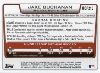 2012 Bowman Chrome - Prospects #BCP215 Jake Buchanan Back