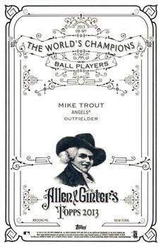 2013 Topps Allen & Ginter - Box Toppers #OB-MT Mike Trout Back