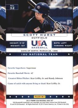 2013 Panini USA Baseball #32 Scott Hurst Back