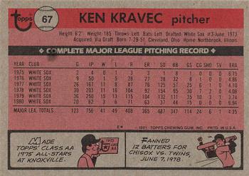 1981 Topps #67 Ken Kravec Back