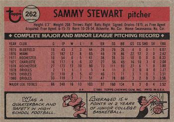 1981 Topps #262 Sammy Stewart Back
