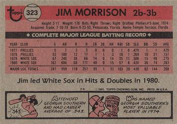 1981 Topps #323 Jim Morrison Back