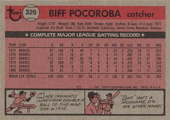 1981 Topps #326 Biff Pocoroba Back