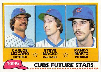 1981 Topps #381 Cubs Future Stars (Carlos Lezcano / Steve Macko / Randy Martz) Front